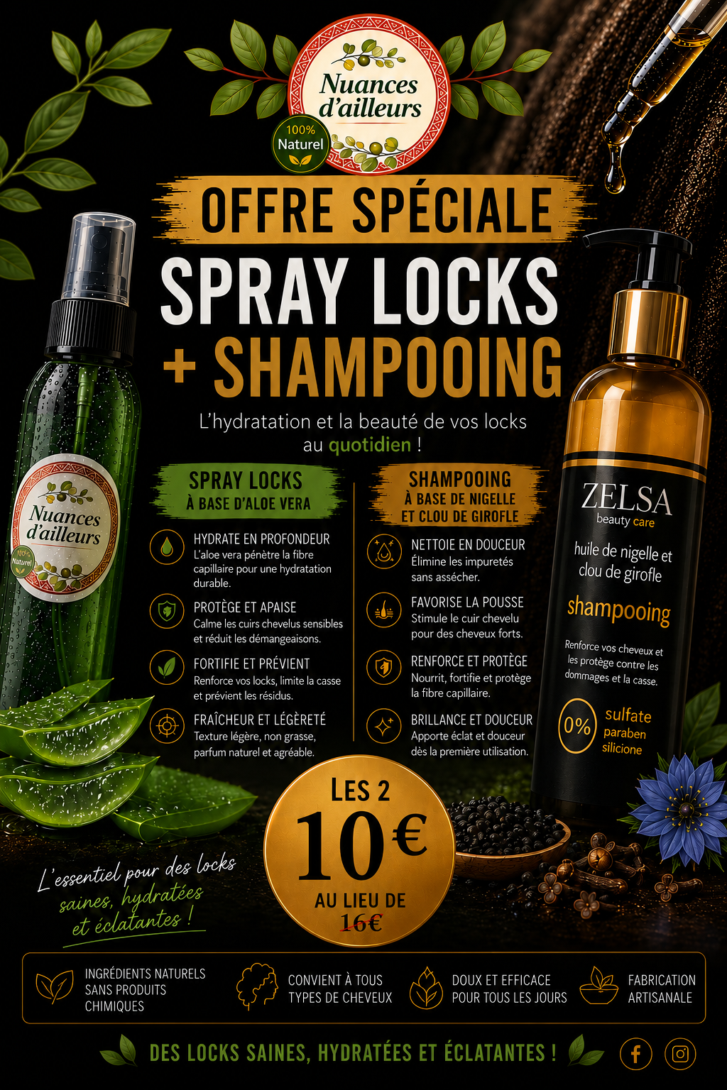 Spray et shampooing locks